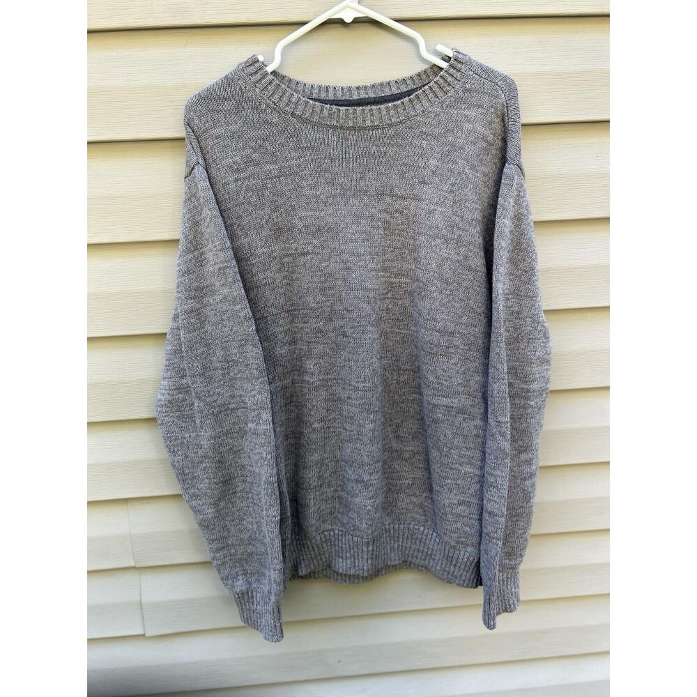 Vintage 90s St Johns Bay Gray Cotton Knit Sweater Mens XL Classic Preppy Y2K